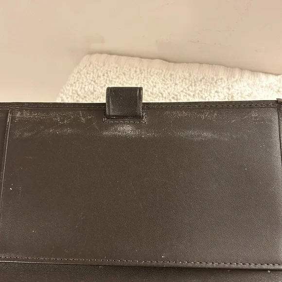 Vintage Coach Brown Signature Checkbook Cover Leather Trim with Pen Loop EUC - Picture 15 of 16